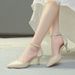 Apricot-colored High-heeled Shoes Women, 2026 New Spring-summer French Style, Small-heeled Hollow Single Shoes, Soft_vogvips.com