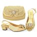 Women's lace Matching Bag Set Party Crystal embellished women's shoes and crossbody bag_vogvips.com