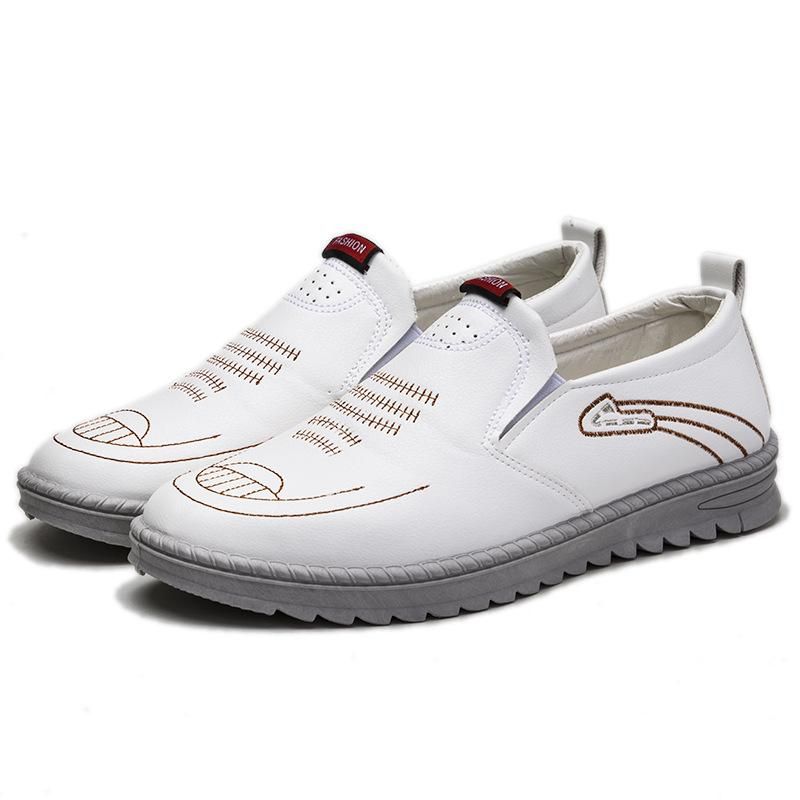 Breathable Business Leather Men Shoes Slip On Loafers Men Leather Shoes Black Brown Flats Casual Shoes_vogvips.com