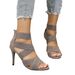 2023 New Large Women's Shoes Roman Windfish Mouth Tie Elastic High Heels Sandals For Women_vogvips.com
