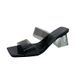 Large-sized Transparent Crystal Thick-heeled Flip-flops, New Summer Women's Open-toe Square Toe High-heeled Sandals_vogvips.com