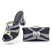 Plus-size women's chunky and rhinestone slippers paired with a dinner party clutch set_vogvips.com