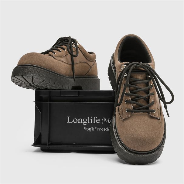 European Style Men's With Hidden Wedge Platform Leather Derby Niche Design Fashion Casual Shoes Men Thick Sole Z55_vogvips.com