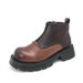 European Warm Series 2025 Autumn Winter New High-top Fashion Thick-soled Leather Boots Korean Style Round Toe Color-blocking Personality_vogvips.com