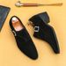 Men's Shoes Plus Size High Heel Leather Shoes Thick Sole Heightening Casual Leather Shoes Trendy Retro Green Leather Shoes_vogvips.com