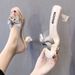 Women's Sandals With Bowknot, Fashionable Mid-heel Slip-on Slippers Outdoor Wear, 2025 New Model, Thin High Heel,_vogvips.com