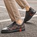 Men's Shoes Flat Soled Fashionable Cowhide Casual Shoes Spring Low Top Lace Up Plaid Retro Sports Shoes_vogvips.com