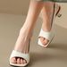 French Style Simple Open Back Peep Toe High Heels Elegant Slimming Mid Heel Stiletto Sandals For Women Summer 2024 New_vogvips.com