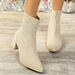 326-18 Style Gold Glitter Pointed Side Zipper Thick Heel High-heeled Short Boots For Children_vogvips.com