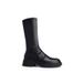 Round Toe Pleated Chunky Waterproof Platform Thick Sole Mid Heel Ankle Slimming Elastic Slouchy Mid-Calf Boots_vogvips.com