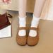 Leather Mary Jane For Women 2025 Spring Autumn New Flat Soft Sole Velcro Comfortable Fashion Versatile Casual Shoes_vogvips.com