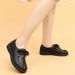 Work Shoes Leather Shoes Women's Work Black Single Shoes Non-slip Soft Sole Waterproof And Oil-proof Women's Shoes_vogvips.com