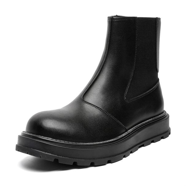 Hot Selling Chelsea Boots Men's Breathable Soft Bottom Cigarette Boots High Top Black Middle Help Tooling Martin Boots Men_vogvips.com