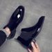 Korean Version Of Chinese Patent Leather Pointed Chelsea Boots Youth Business Fashion Boots_vogvips.com