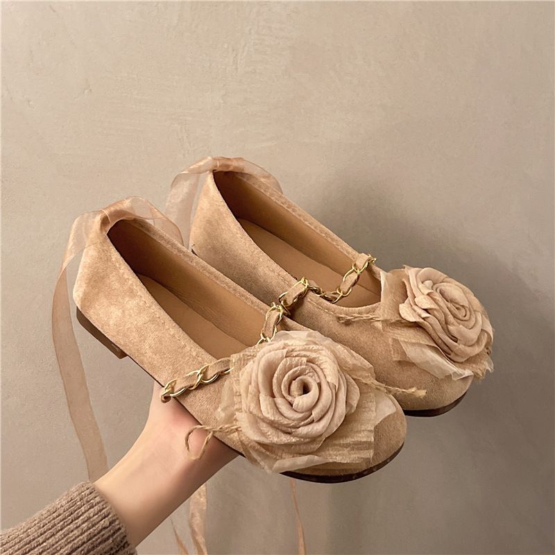 French Evening Wind Mary Jane Shoes Shallow Mouth Women's Shoes Spring And Autumn Chain Word With Thick Heel Temperament Single Shoes_vogvips.com