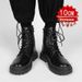Martin Boots Men's Inner Height Increase 12cm10cm New Men's High-top Tooling Boots British Medium-top Black Leather Boots_vogvips.com