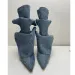 Wrinkled Metal Button Spliced Denim 2024 Women Detachable Mid-calf 34-43 Auto Show Model Fashion Boots_vogvips.com