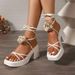 2025 Summer New Floral Strap Chunky Heel Sandals, Plus Size Height-Increasing Versatile Outdoor Women's Sandals_vogvips.com