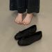 French Retro Bow round Toe Low Chunky Heel Flats Women's Stylish Elegant Soft Soled Versatile Ballet Flats_vogvips.com