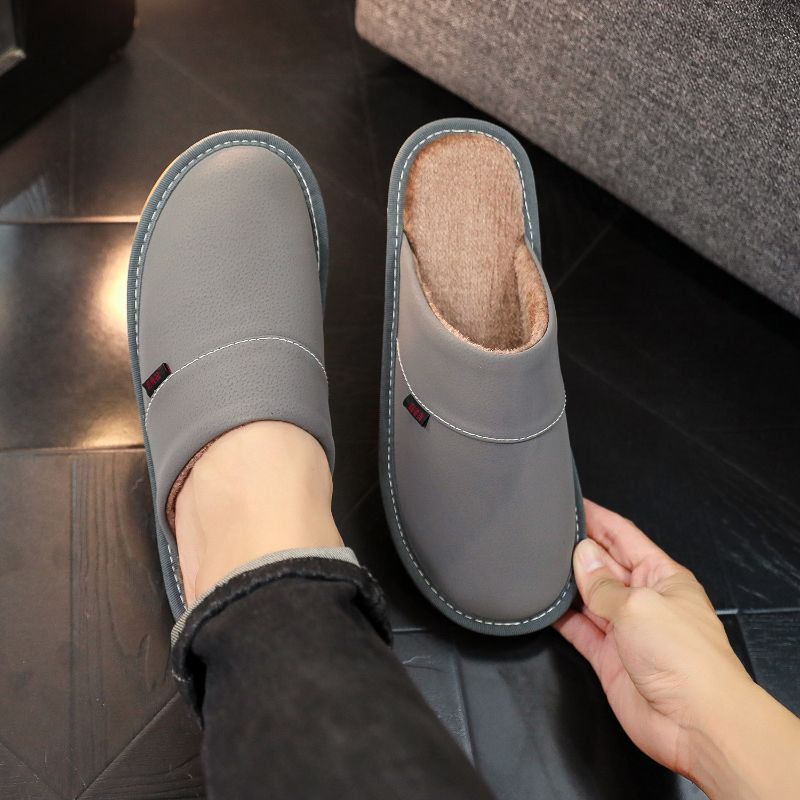 Extra-large Slippers For Winter With Footbed Non-slip Sole Comfortable Fuzzy Soft Men's Warm Fleece Cozy Slides_vogvips.com