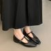 Flat Single Women 2025 New Spring Square Toe Shallow Mouth Mary Jane Women's Shoes Soft Sole Loafers_vogvips.com