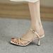 French Style Stiletto Sanda For Women 2023 New Summer Trendy Thin Strap Open Toe Cross Simple One-Word Buckle High_vogvips.com