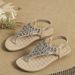 Women's Flat Sandals Bohemian Style Toe Post Slippers Large Size Rhinestone Handmade Shoes Breathable_vogvips.com