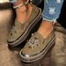 Autumn/Winter New Rhinestone Embroidered Flat Loafers Platform Casual Round Toe Slip On Thick Soled Single Shoes For Women_vogvips.com