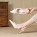 Qianluihui High-End French Fashion Patent Leather High Heels Lady Style Bow Gentle Temperament Closed-Toe Sandals_vogvips.com