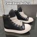 Women's High Top Casual Sneakers Thick Sole Side Zipper Lace-Up Height Increasing Trendy Versatile Shoes_vogvips.com