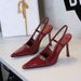 Women's Shoes Sexy Pointed Toe High Heels, Stiletto Heels, Super High Heels, Patent Leather, Metal Buckle, Open Back, And Strap._vogvips.com