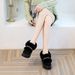 Women's Shoes Cotton Padded Snow Boots Women's Real Fur High Heels Genuine Leather Inner Height Increasing Dongda Single Shoes Velvet Leather Real Fur_vogvips.com