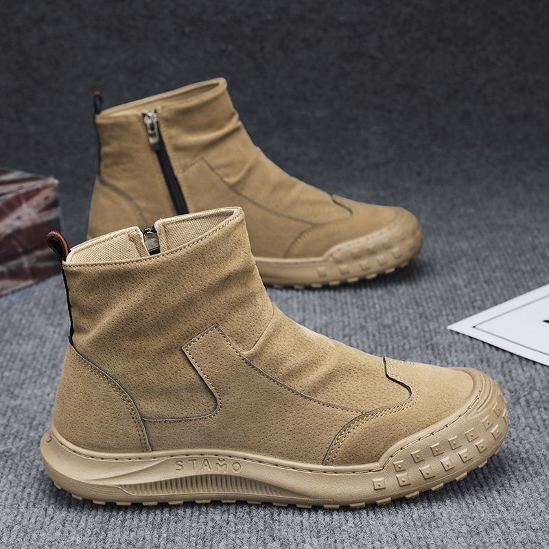 European Warm Series High-top Martin Boots Men, Autumn New Breathable Work Shoes, Trendy Versatile Non-slip Casual Safety Shoes For Men_vogvips.com
