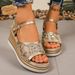 New Fashionable And Large Size One-Strap Wedge Heel Thick-Soled Beach Sandals For Women_vogvips.com