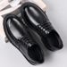 Men's Genuine Leather Lace-Up Dress Shoes Round Toe Thick Sole Low Cut Comfortable Business Casual Shoes_vogvips.com