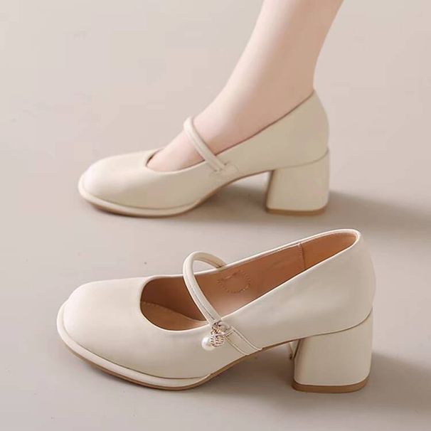 Mary Jane Women's Shoes 2026 New Spring Autumn Fashion Versatile French-style Medium Block Heel Shoes, Gentle And_vogvips.com