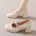 Mary Jane Women's Shoes 2026 New Spring Autumn Fashion Versatile French-style Medium Block Heel Shoes, Gentle And_vogvips.com
