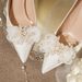 Women's Shoes satin stiletto bow rhinestone white high heels women's shoes wedding banquet wedding shoes bridesmaid shoes_vogvips.com