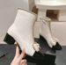 2026 New New Bowknot Winter Autumn Letter Chain Fashion Women Short Thick Zipper High Heel Boots_vogvips.com