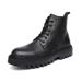 European Warm Series Men's Martin British Style High Top Winter Plush Mid-Top Leather Shoes Black Work Cotton Short Boots_vogvips.com