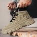 Men's High-Top Casual Boots – Vintage British Style Work Boots With Thick Sole, Anti-Slip & Height Increasing, Retro Martin Boots For Autumn & Winter_vogvips.com