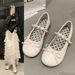 French Retro Ballet Silver Small Leather Shoes Women's Flats Soft Soles Comfortable Red Single Shoes Round Head Mary Jane Women's Shoes_vogvips.com