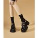 Velcro Loafers Women's Velvet Warm Two Cotton Single Shoes Leather Shoes Foreign Style_vogvips.com