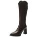 Over-the-Knee V-Cut Slimming For Women 2024 Autumn Winter New British Style High Heel Long With Fleece Lining Riding_vogvips.com