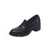 Soft Leather Loafers Women's Thick Medium Heel One-pedal Small Leather Shoes Round Head Soft Sole Single Shoes_vogvips.com