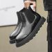 Chelsea Boots Men's Pleated Design Mid-top Leather Shoes Retro Low-top Martin Boots Tide_vogvips.com
