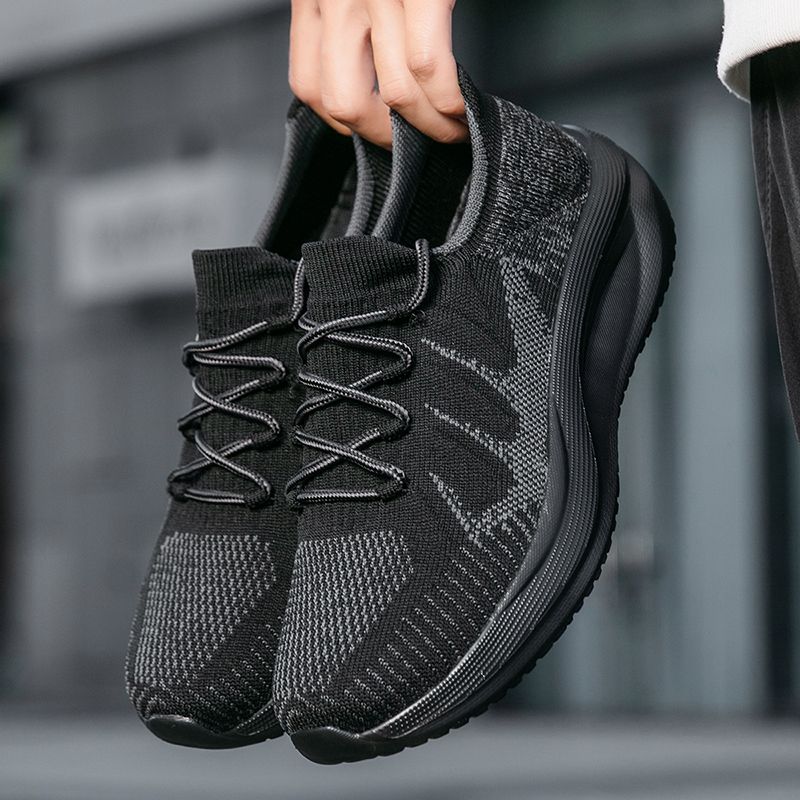 Four-season Style Flying Woven Breathable Mesh Casual Sports Shoes,men's Anti-slip Wear-resistant Running Shoes And Sock Shoes_vogvips.com