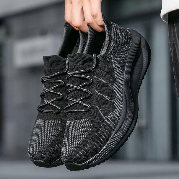 Four-season Style Flying Woven Breathable Mesh Casual Sports Shoes,men's Anti-slip Wear-resistant Running Shoes And Sock Shoes_vogvips.com