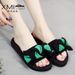 Women's Summer Handmade Non-Slip Open-Toe Flat Casual Beach Shoes Korean Style With Bowknot_vogvips.com