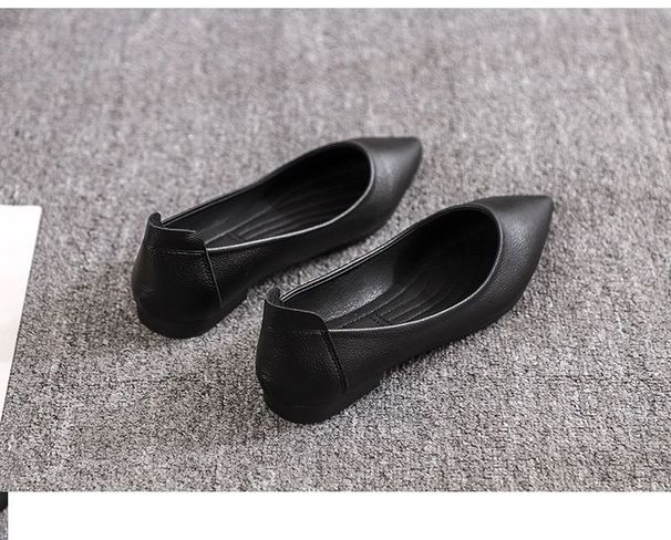 Genuine Leather Women's Soft-soled White Shoes, Pointed Toe, Flat Sole, Soft Leather, Non-slip, Comfortable Long_vogvips.com